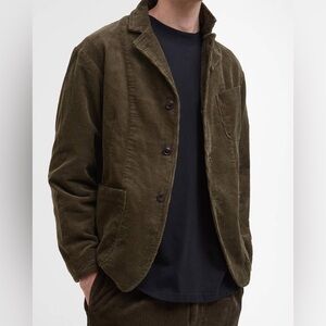 Barbour Elmbank Oversized Cord Blazer Olive - Size L